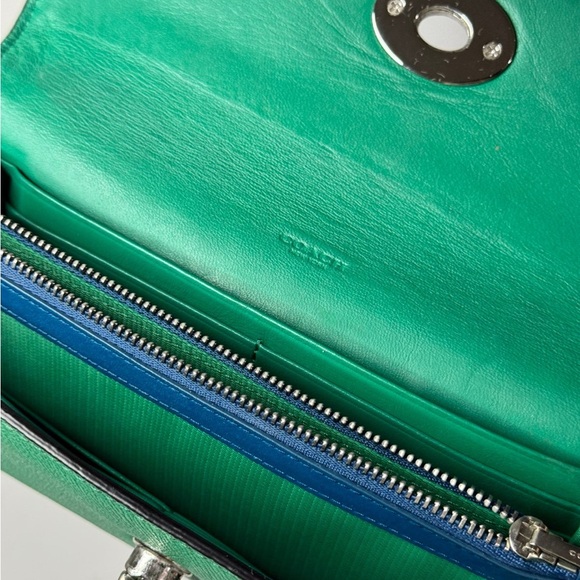 Coach Embossed Textured Leather Slim Envelope Wallet Pouch Green - Picture 9 of 12
